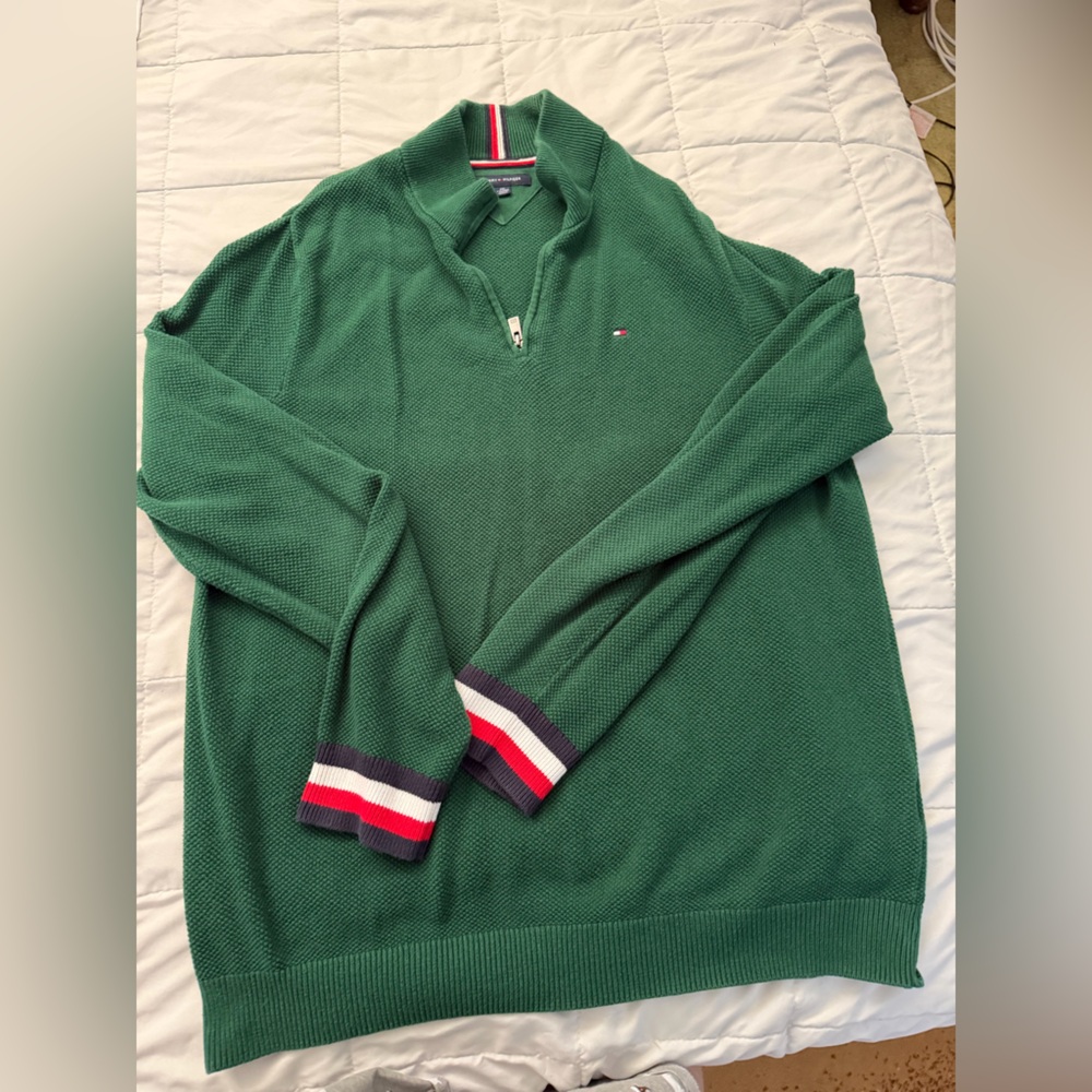 Tommy Hilfiger Green Zip-Up Sweater